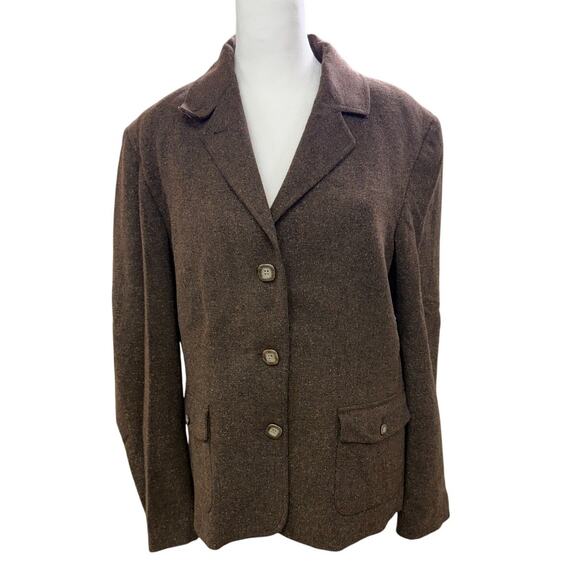 LL Bean Wool Silk Tweed Blazer sz L - Picture 1 of 7